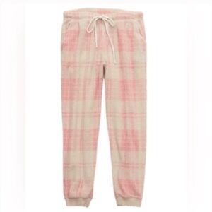 SOLD NWT Aerie Pink Plaid Plush Sherpa Joggers Medium